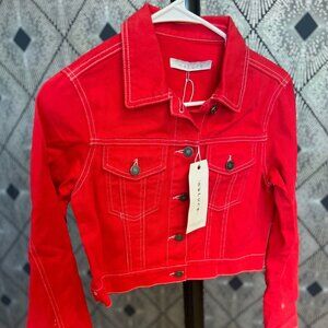 NEW Nature Red Denim Cropped Jacket